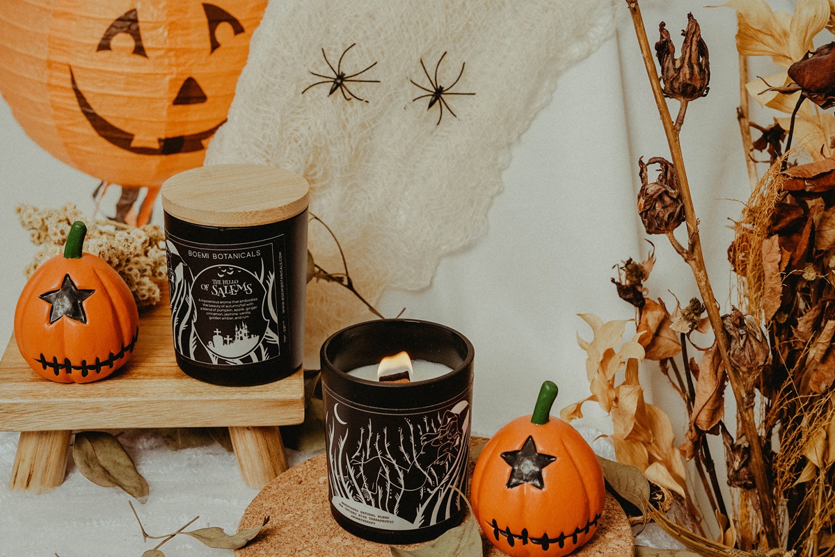 BOEMI Botanicals' Spooky Season Collection: Natural Scented Candle Pumpkin Candle