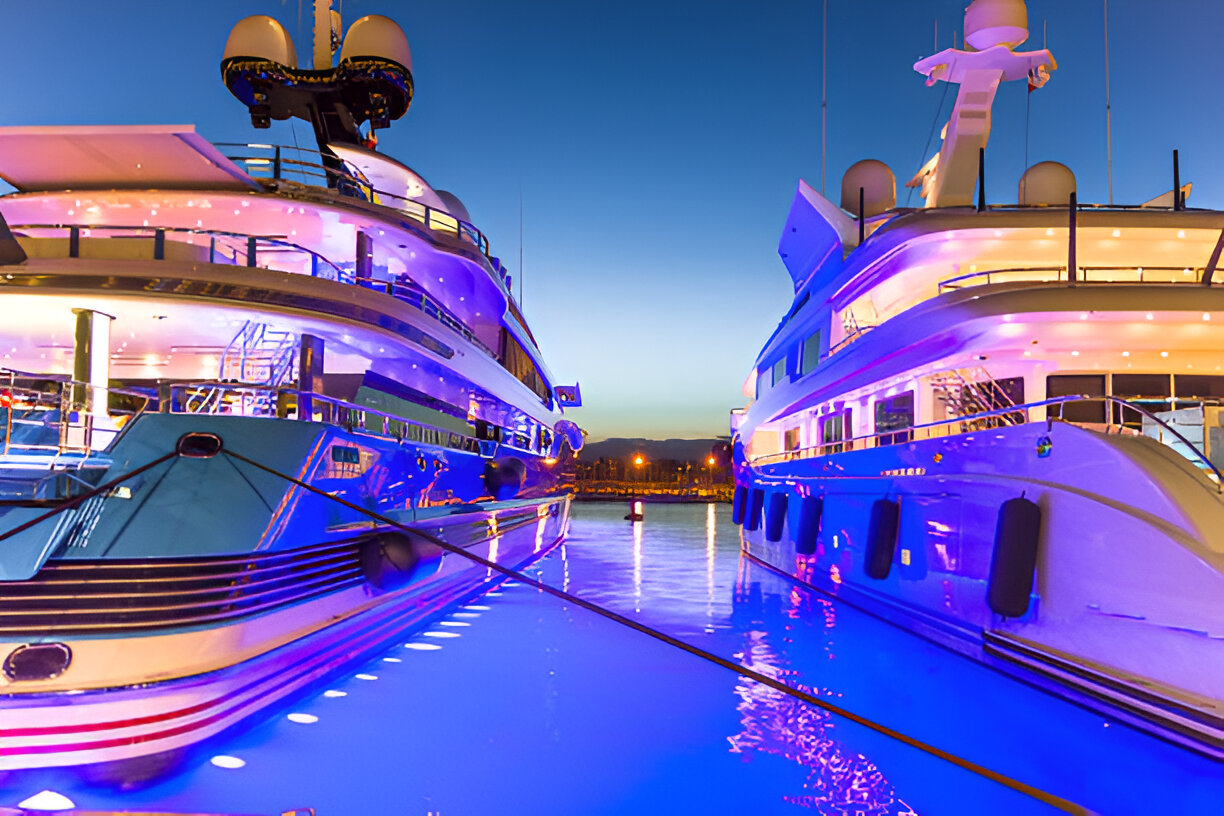 Bali’s All-Set to Become a Prominent Super-Yacht Destination - Luxury Yachst Docking at Night