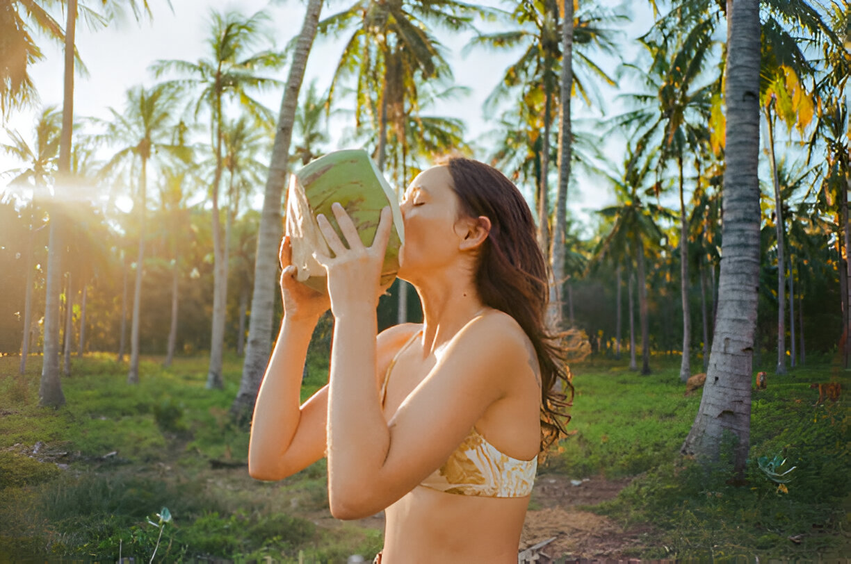 Girl Drinking Fresh Coconut