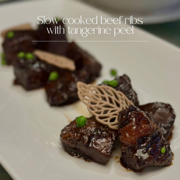 Slow cooked beef ribs with tangerine peel