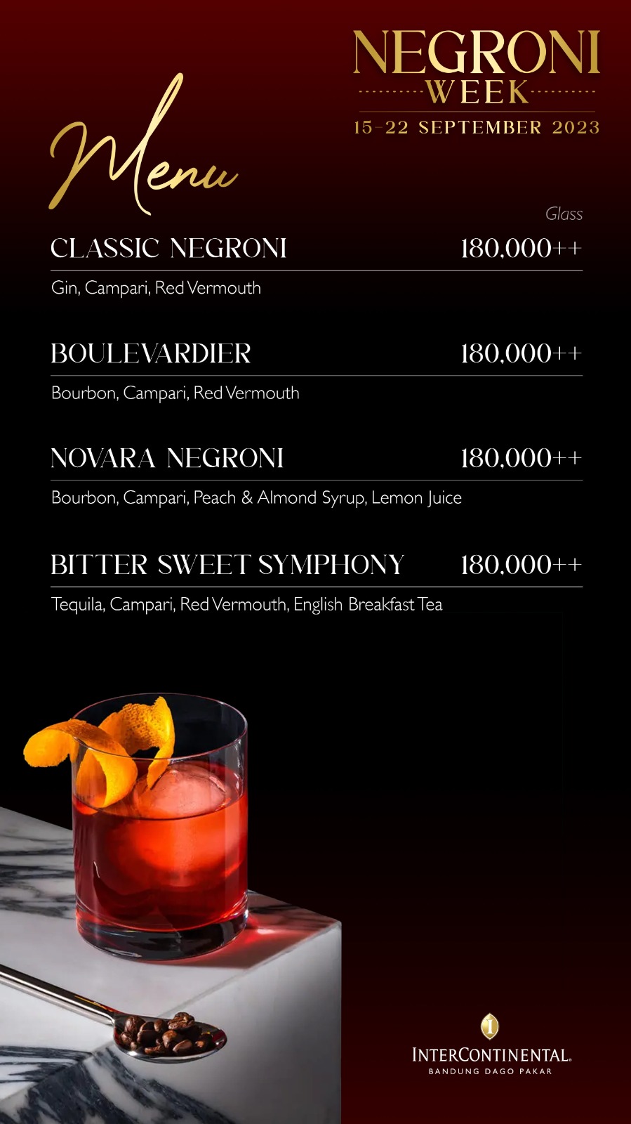 Negroni Week Menu