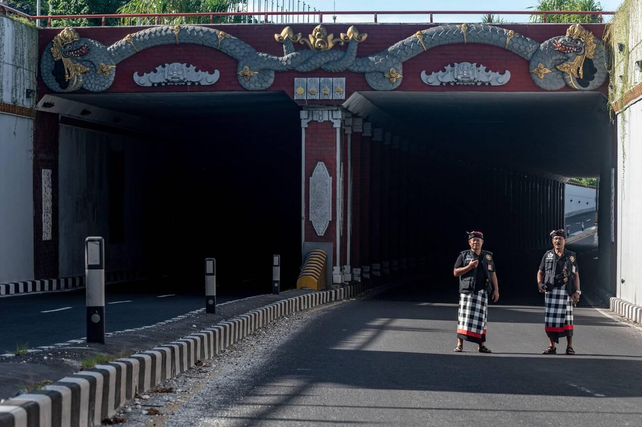 Pecalang Guarding Road