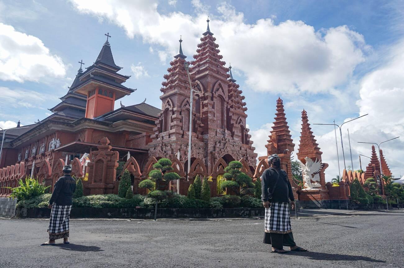 Pecalang Guarding Church